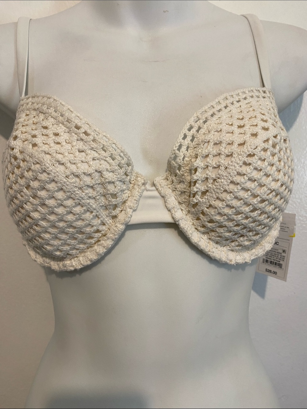 Shade & Shore Cream Crochet Underwire Bra